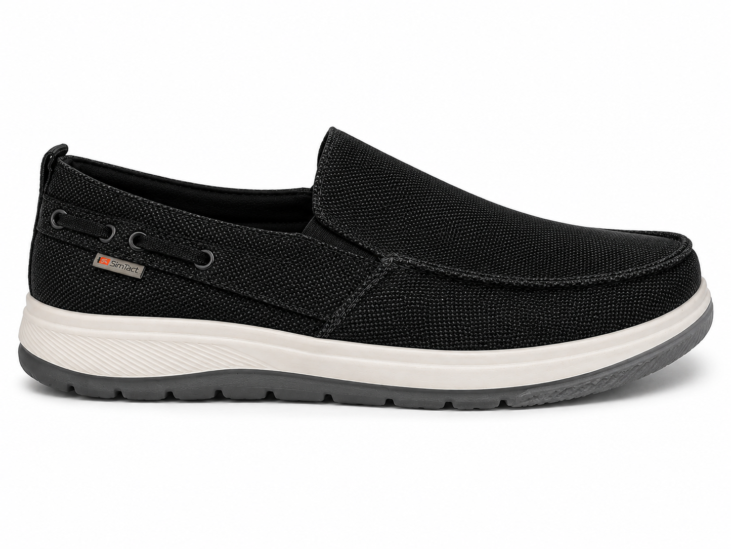 Slip-On Lona Negra Suela Blanca SimTact
