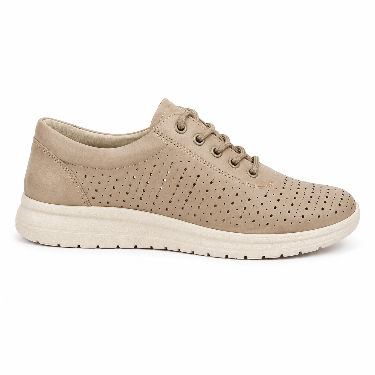 Zapatilla Casual Perforada Ante Khaki | YB-5525-3