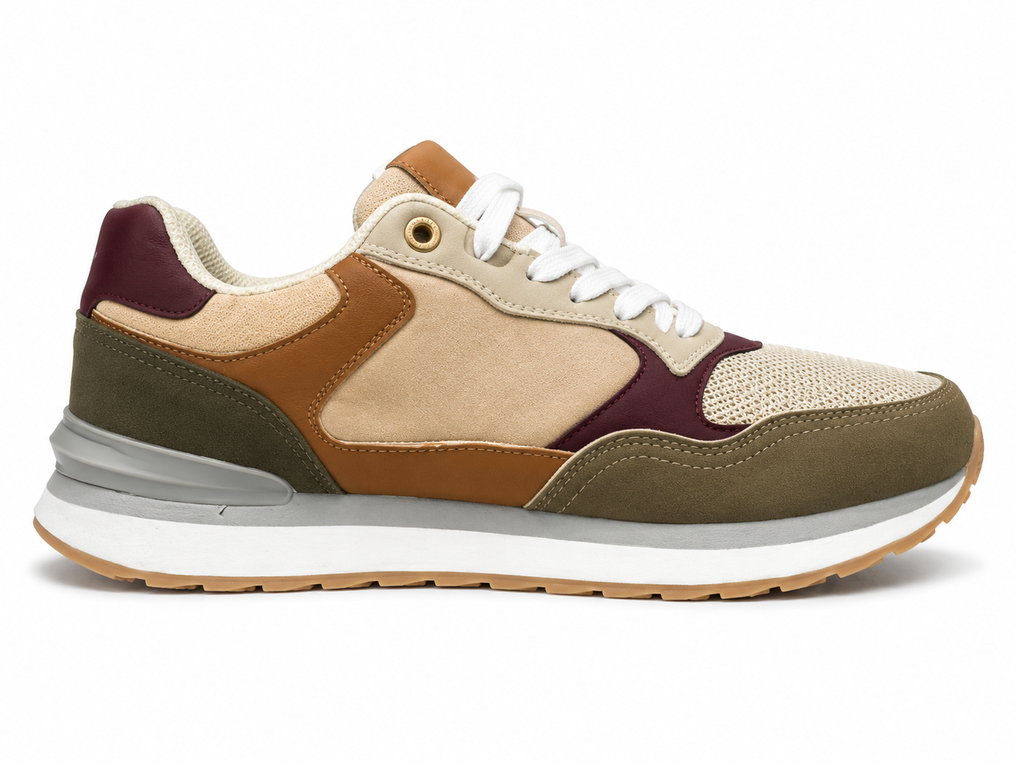 Zapatilla Retro Mujer Khaki y Camel Multicolor | D135