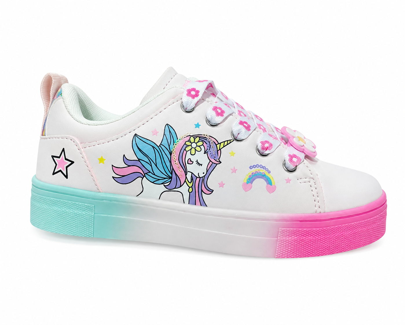 Zapatilla Unicornio Niña Blanco Rosa