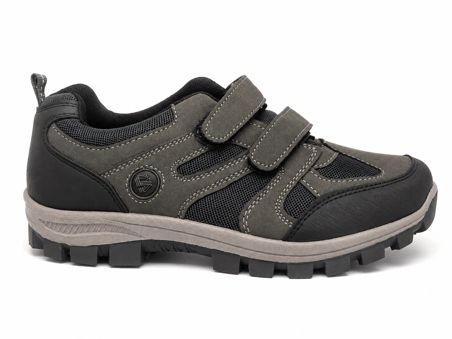 Zapatilla Trekking Gris Negro Doble Velcro
