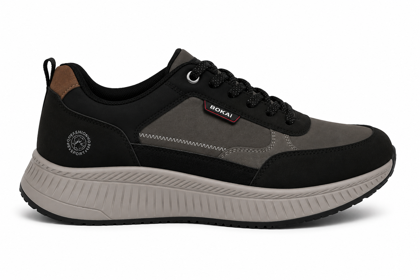 Zapatilla Bokai Negro Gris Suela Beige