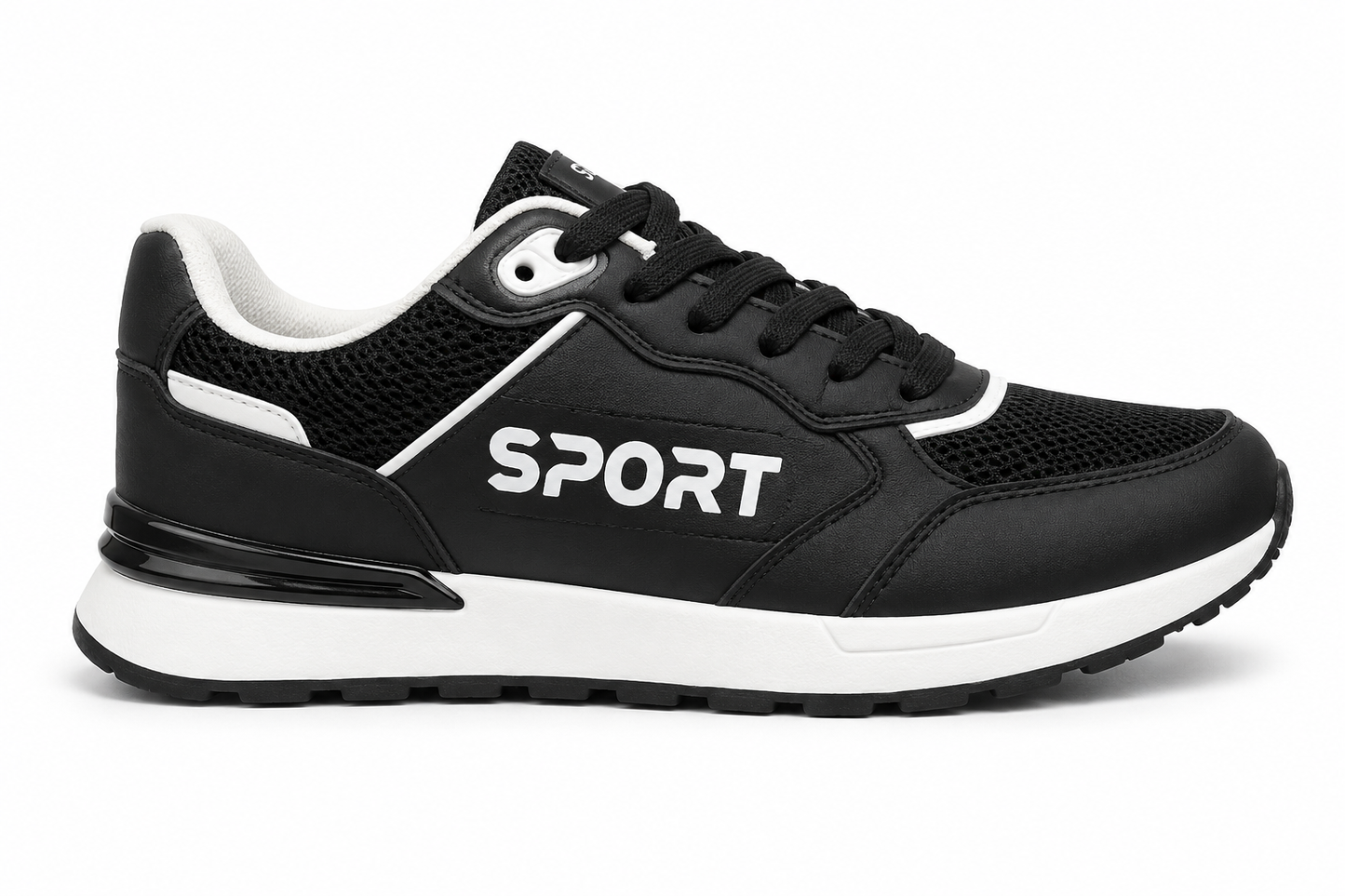 Zapatilla Runner Negra Blanca Sport
