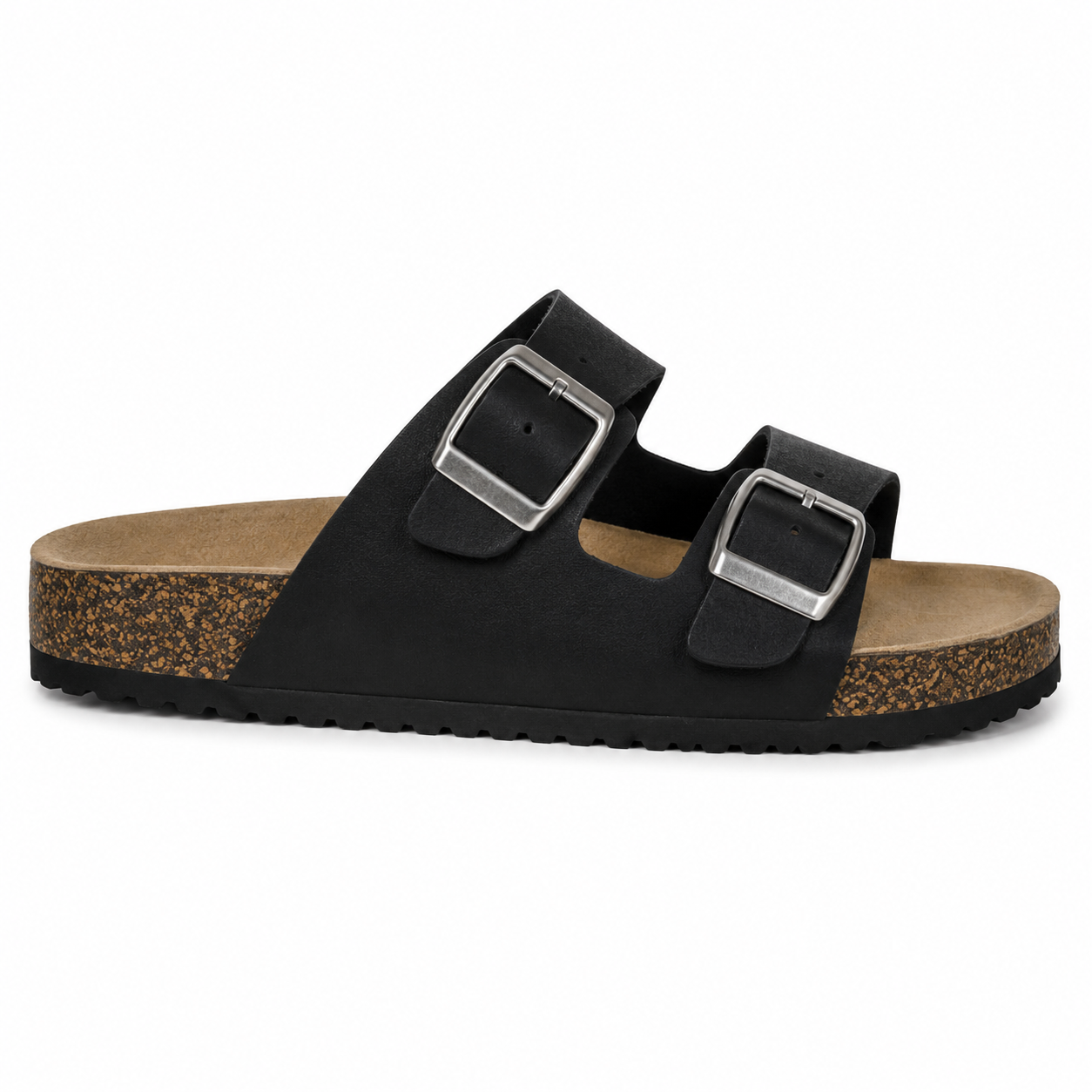 Sandalia Dos Tiras Hebilla Corcho Negra | HT20-31
