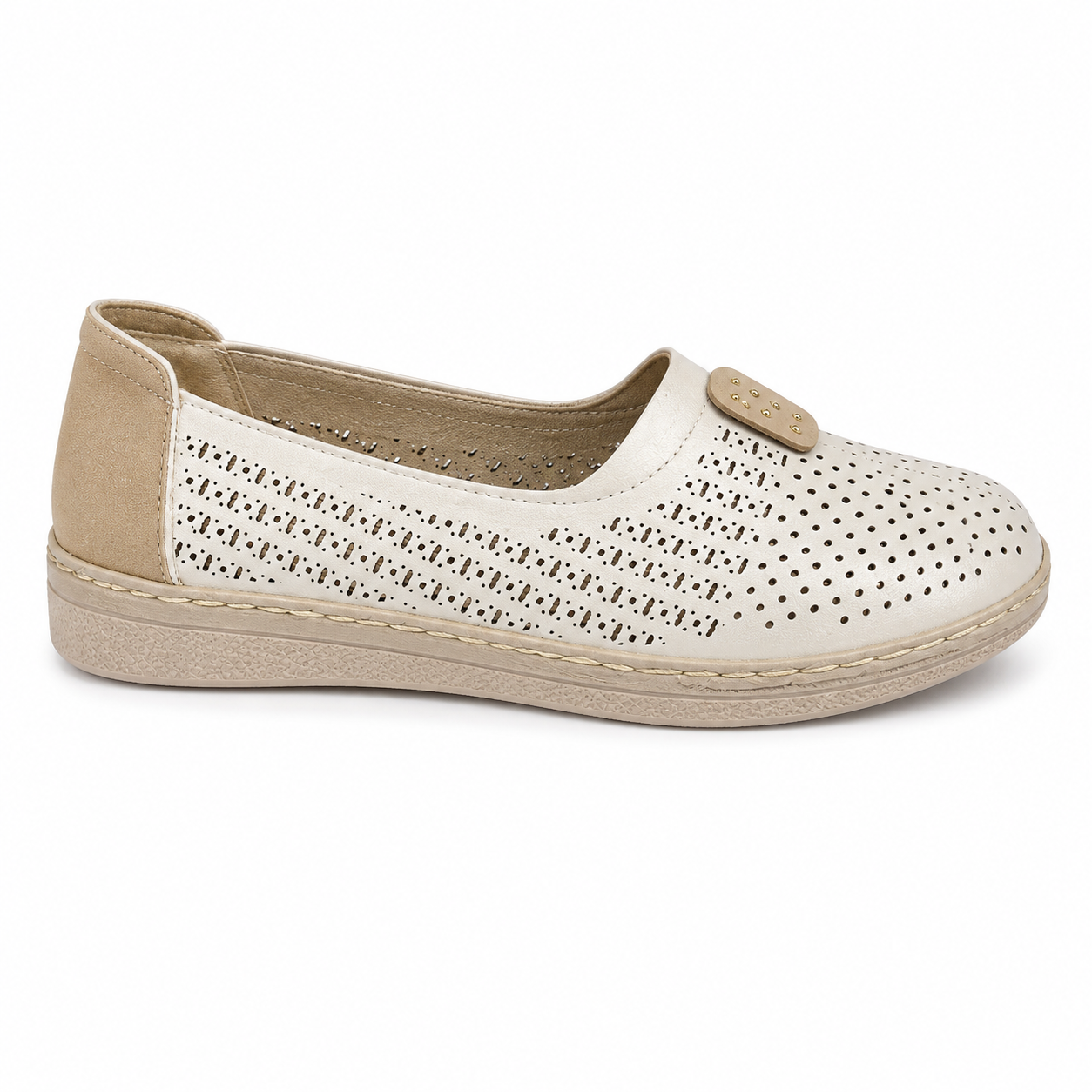 Zapato Confort Slip-On Perforado Blanco | YB-5530-5
