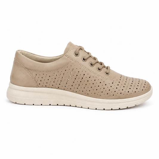 Zapatilla Casual Perforada Ante Khaki | YB-5525-3