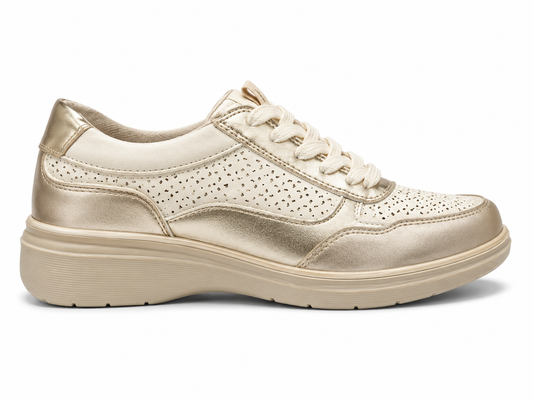 Zapatilla Casual Mujer Dorado Perforado | C8965 Gold