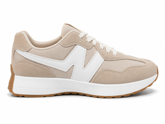 Zapatilla Retro Mujer Beige y Blanco | VG186 Beige