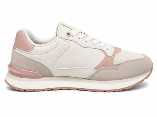 Zapatilla Retro Mujer Blanco y Rosa | D135 White/Pink