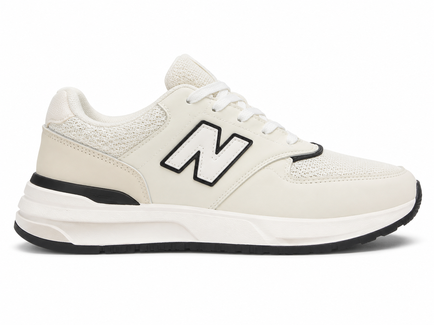 Zapatilla Retro Mujer Blanco Crudo Logo Negro | BO-190 White