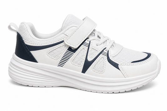 Zapatilla Running Niño Blanco y Navy Velcro | N21-86 Negro
