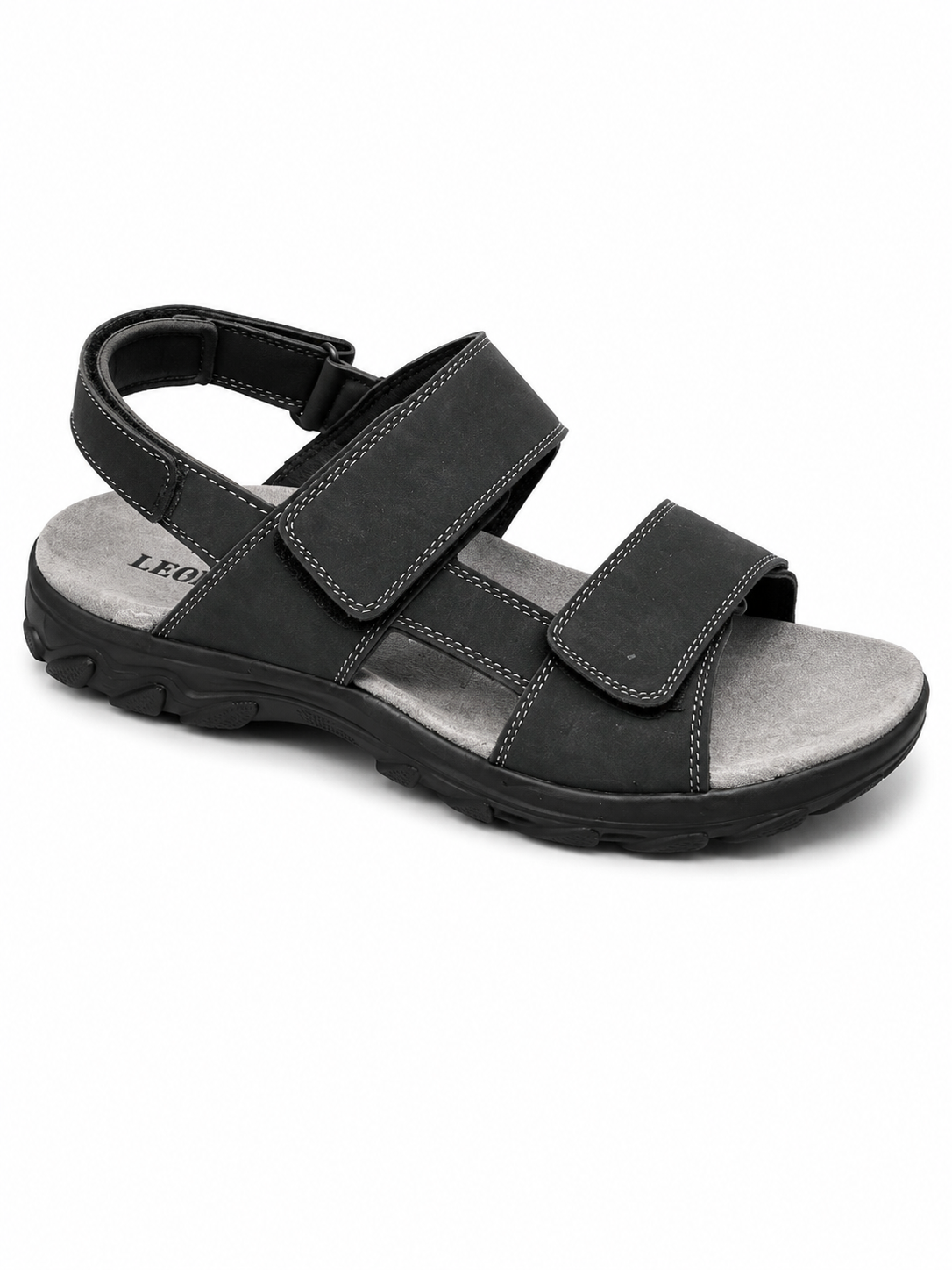 Sandalia Trekking Negra Nubuck Doble Velcro