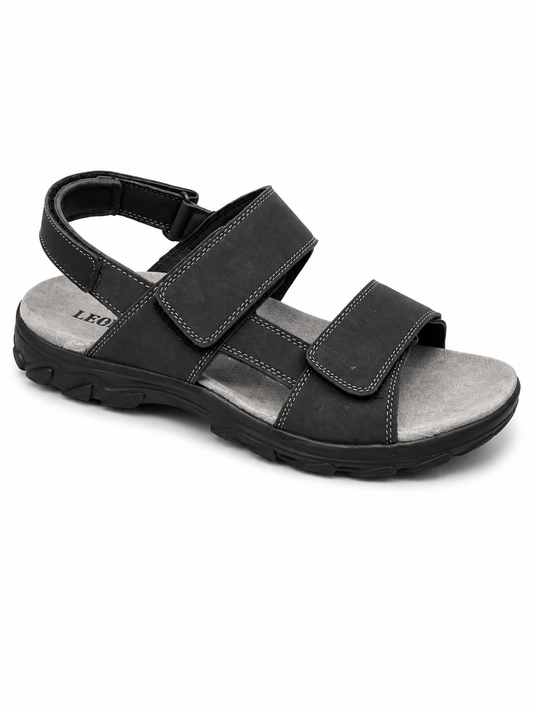 Sandalia Trekking Negra Nubuck Doble Velcro