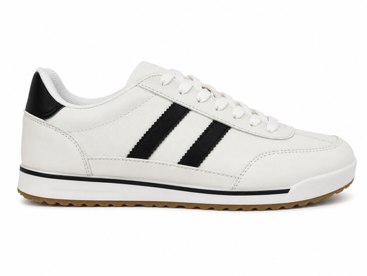 Zapatilla Retro Blanca con Franjas Negras
