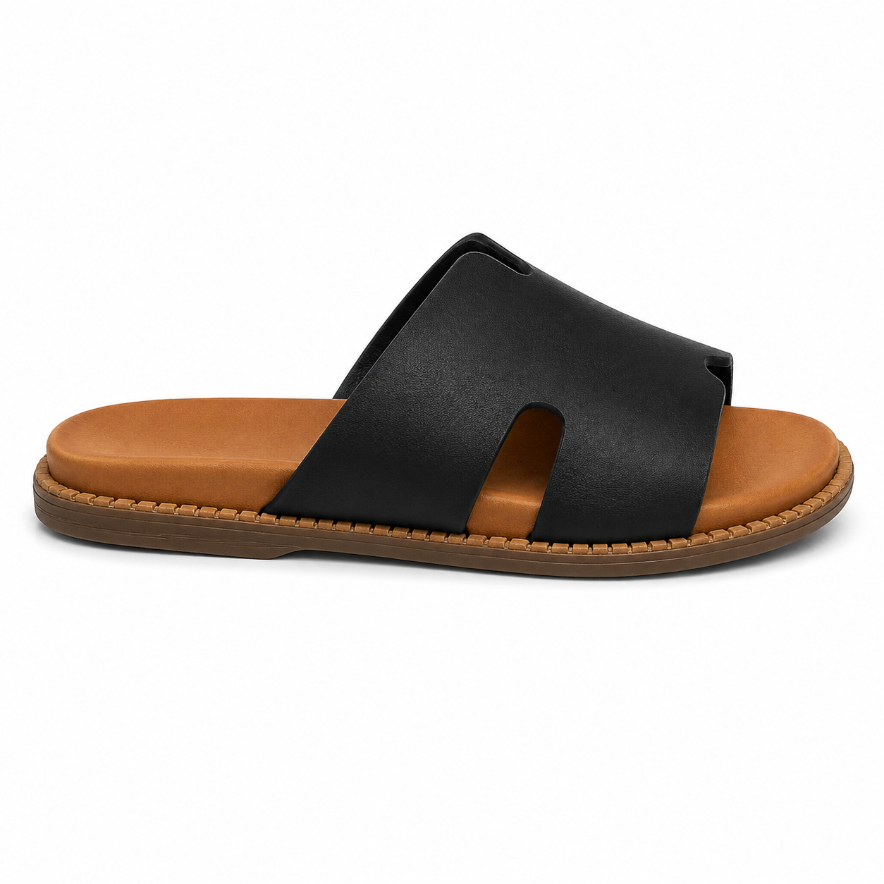 Sandalia Mule Tira Ancha Negra | WS-5309-1