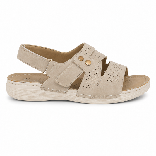 Sandalia Confort Tira Perforada Beige | C8968