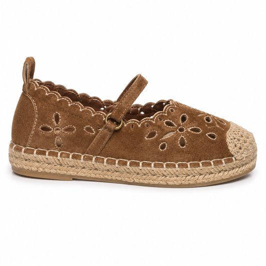 Alpargata Mary Jane Bordado Floral Khaki | N5815
