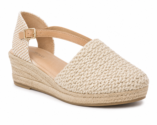 Alpargata Cuña Tejido Trenzado Beige | Z5312