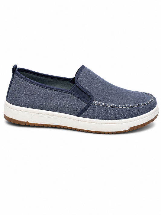 Slip-On Lona Navy Suela Gum
