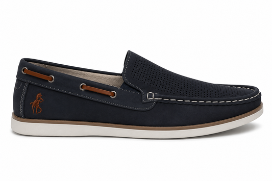 Mocasín Náutico Navy Nubuck Perforado