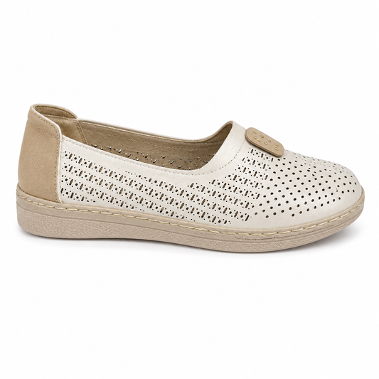 Zapato Confort Slip-On Perforado Blanco | YB-5530-5