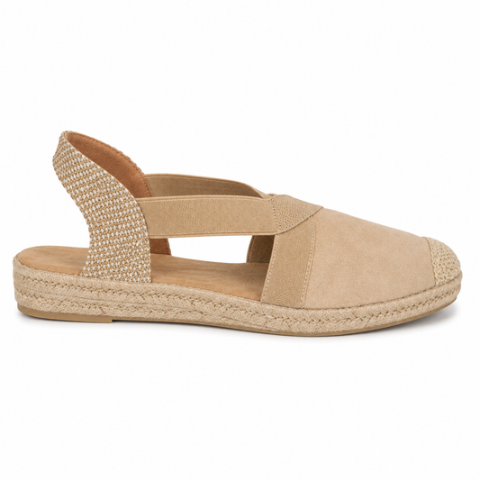 Alpargata Slingback Bimateria Ante Beige Rafia | YX6-2