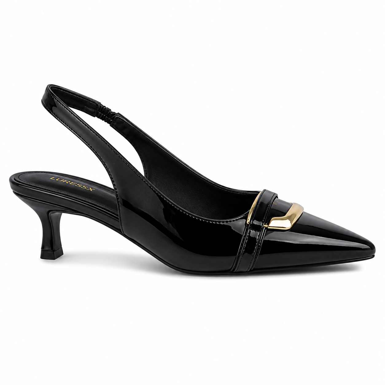 Salón Slingback Charol Punta Fina Negro | LU-5331-1