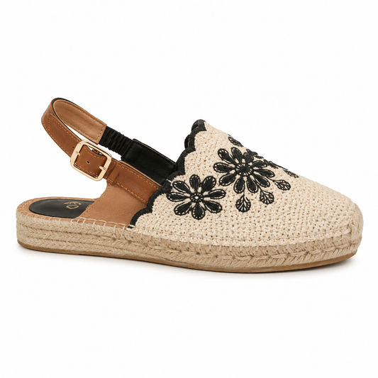 Alpargata Slingback Ganchillo Bordado Floral | LL-5616-1
